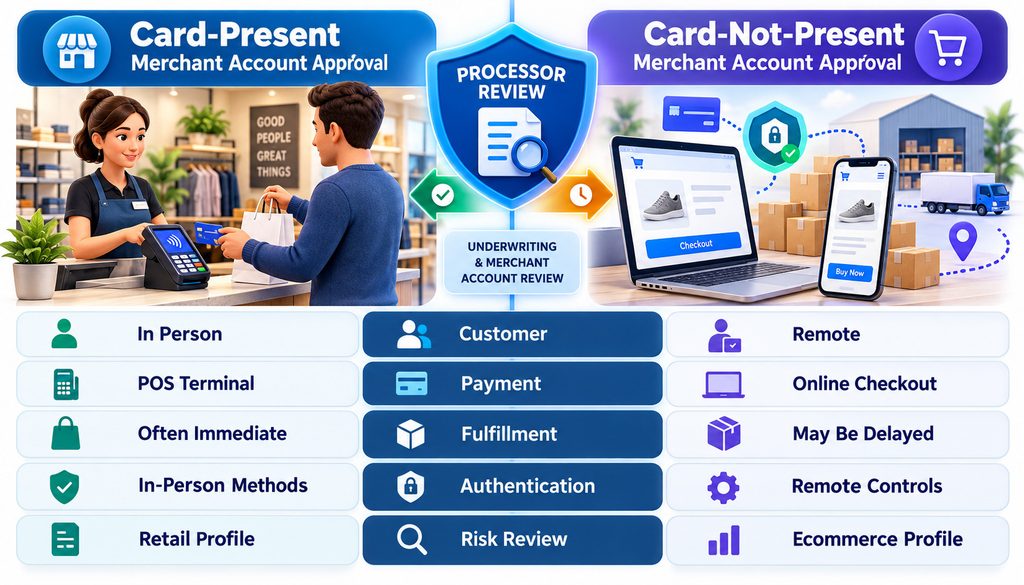 Card-present vs ecommerce payment approval